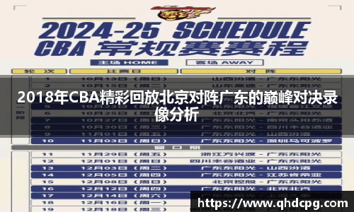 2018年CBA精彩回放北京对阵广东的巅峰对决录像分析